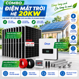 Gói Hệ Thống Điện Mặt Trời 20 KWP (Trữ 20KWH) – Giảm 6tr-7TR (Dùng Ban Đêm hoặc Cúp Điện)
