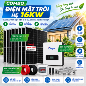 Gói Hệ Thống Điện Mặt Trời 16 KWP (Trữ 16KWH) – Giảm 5-6TR (Dùng Ban Đêm hoặc Cúp Điện)
